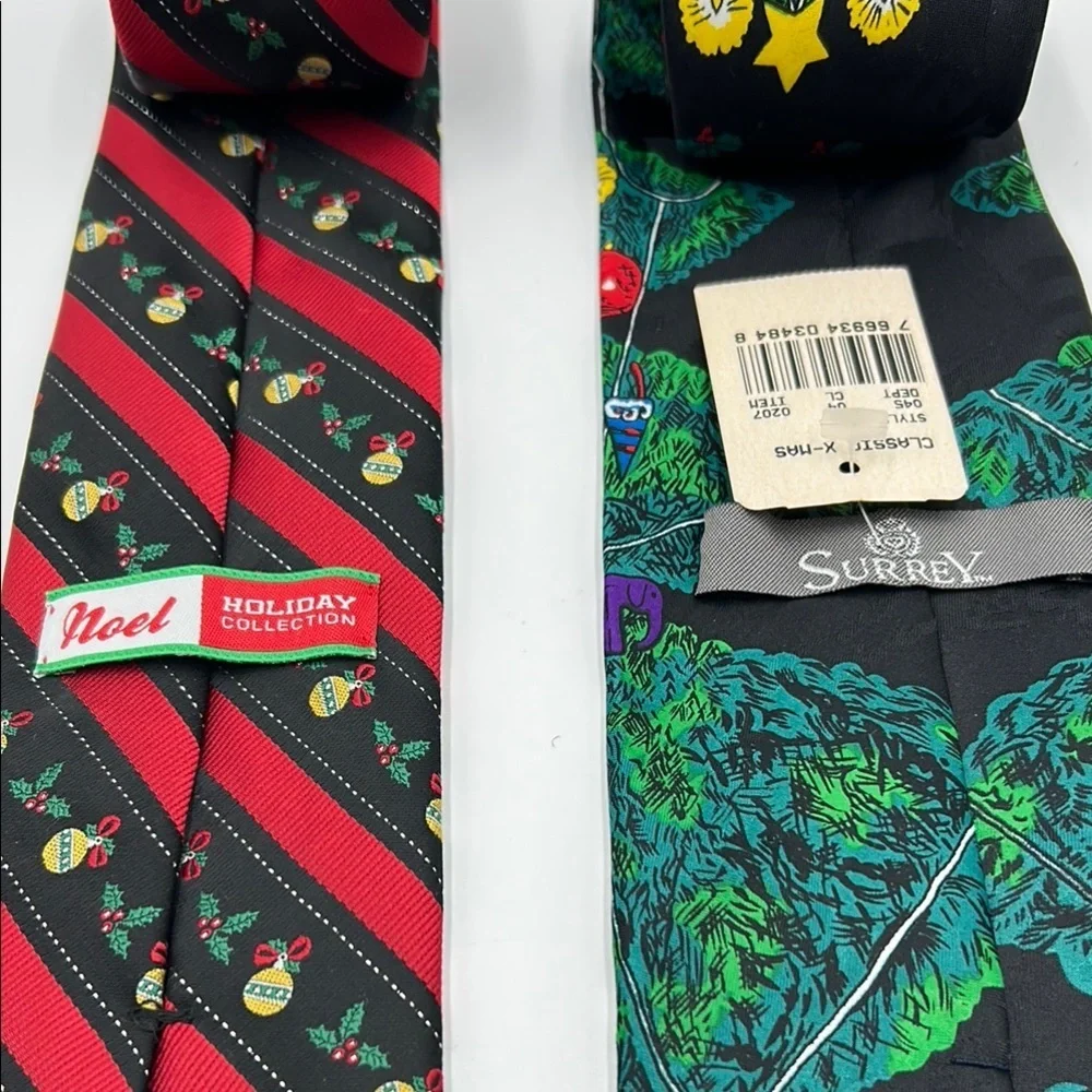 Lot Of 2 Novelty Neck Ties Surrey Noel Christmas Collection Colorful Men's